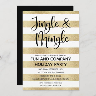 Invitación Empresarial Jingle y Mingle Gold Black Holiday In