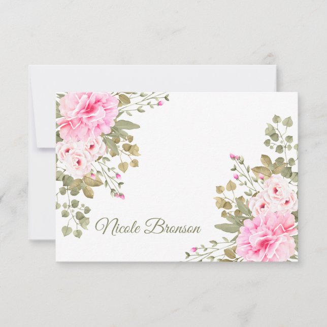Invitación En amor con efectos de escritorio florales rosados (Anverso)