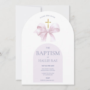 Invitación en arco de inflexión rosa y cruz de oro