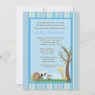 Invitación en Baby Shower a animales del zoológico