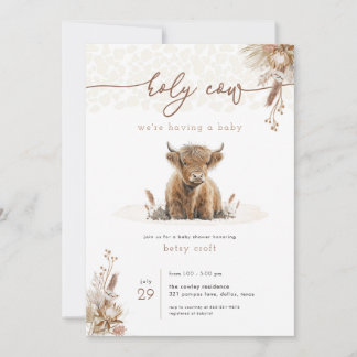 Invitación en Baby Shower a Boho Holy Cow Highland