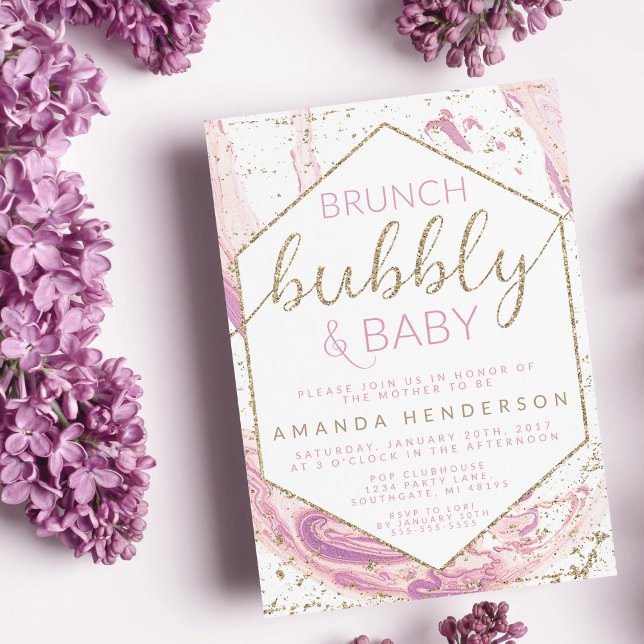 Invitación en Baby Shower a Brunch Bubbly & Baby M (Subido por el creador)
