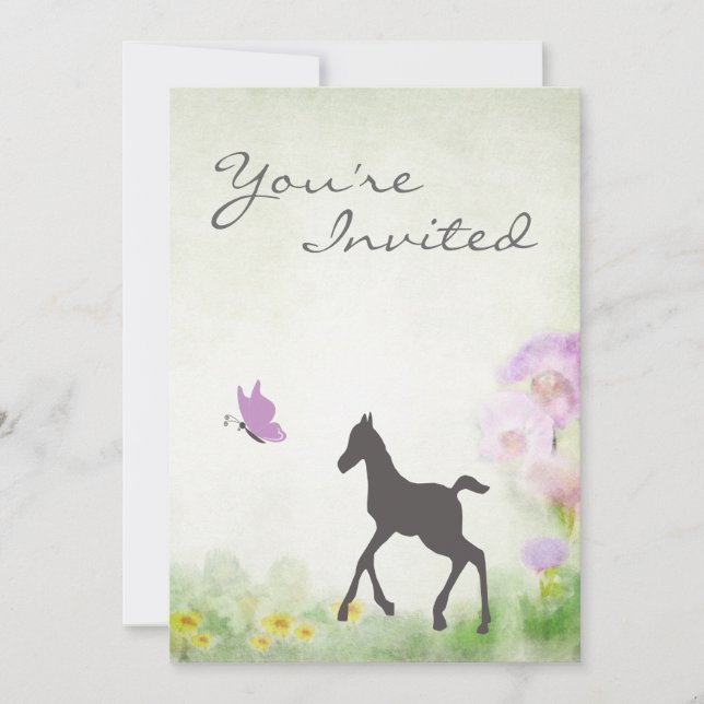 Invitación en Baby Shower a caballo de novilla y m (Anverso)
