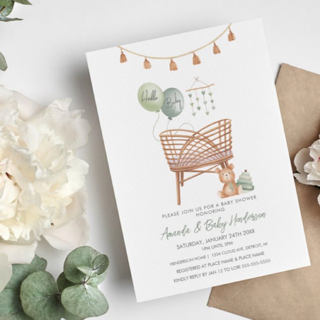 Invitación en Baby Shower a Green Boho Nursery Boh (Subido por el creador)