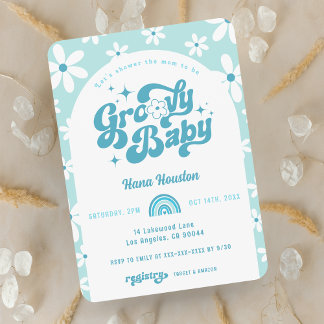 Invitación en Baby Shower a Groovy Baby Boho Arch