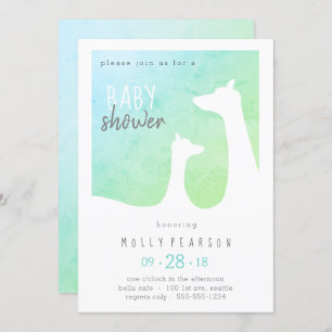 Invitación en Baby Shower a la bebe verde y azul