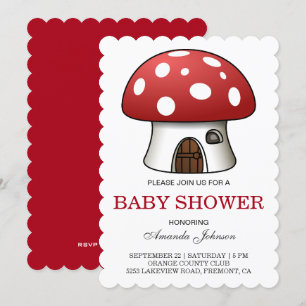 Invitación en Baby Shower a la Casa de la Seta Roj