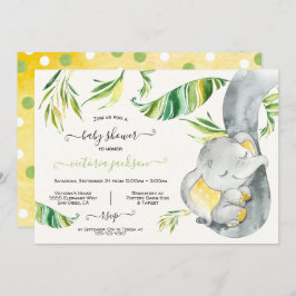 Invitación en Baby Shower a la jungla de elefantes