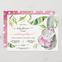 Invitación en Baby Shower a la jungla de elefantes