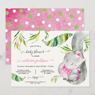 Invitación en Baby Shower a la jungla de elefantes