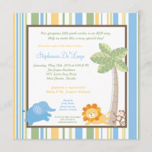 Invitación en Baby Shower a la jungla Safari Zoo A
