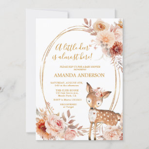 Invitación en Baby Shower a Little Deer Beige Flor