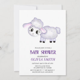 Invitación en Baby Shower a Little Lamb Sheep