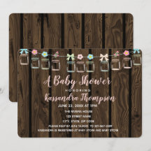 Invitación en Baby Shower a Mason Jar Rústico de M