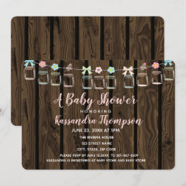 Invitación en Baby Shower a Mason Jar Rústico de M