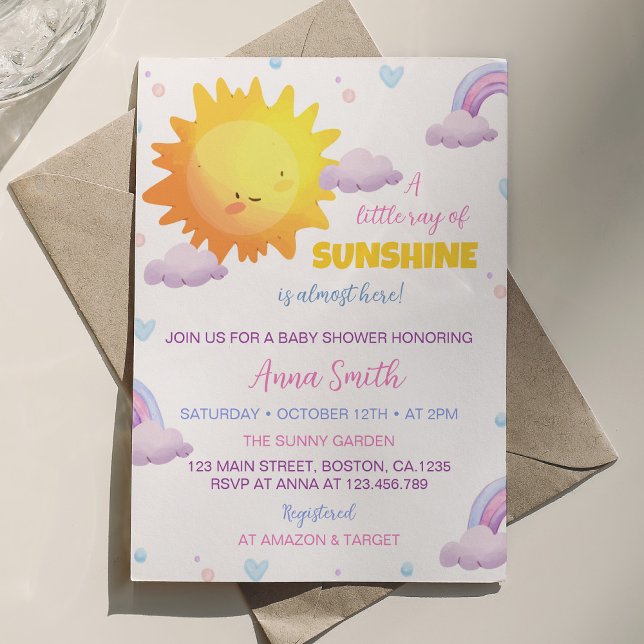 Invitación en Baby Shower a un arco iris bajo el s (Subido por el creador)