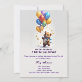 Invitación en Baby Shower a un bebé con globo de O