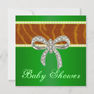 Invitación en Baby Shower a un bono de tigre verde