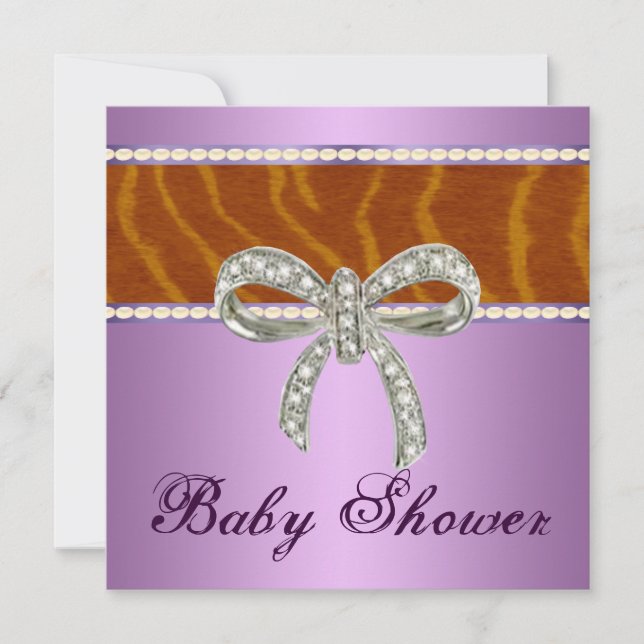 Invitación en Baby Shower a un diamante de tigre m (Anverso)
