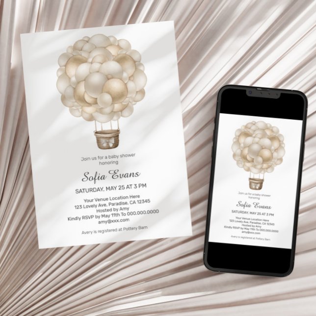 Invitación en Baby Shower a un globo aerostático B (Subido por el creador)