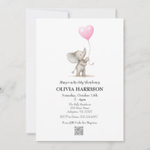 Invitación en Baby Shower a un globo de elefante r
