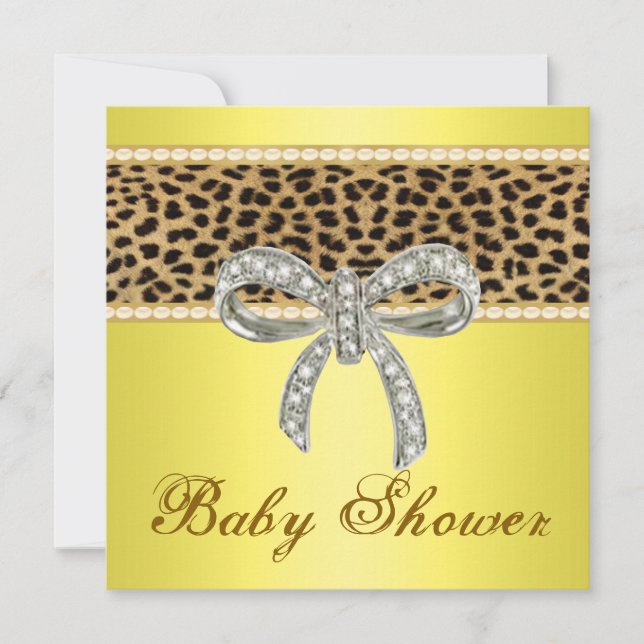 Invitación en Baby Shower a un leopardo amarillo c (Anverso)