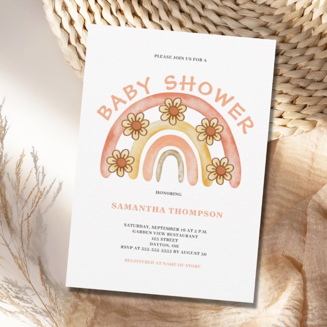 Invitación en Baby Shower al arco iris de Terracot (Subido por el creador)