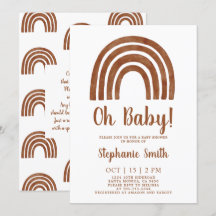 Invitación en Baby Shower al arcoiris de Terracota