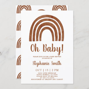 Invitación en Baby Shower al arcoiris de Terracota