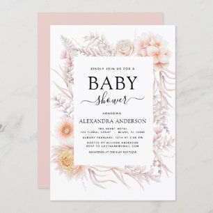 Invitación en Baby Shower al desierto rosa de Moda