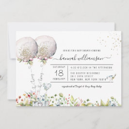 Invitación en Baby Shower al globo de lavanda de g