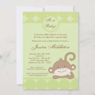 Invitación en Baby Shower al mono polkaDot neutro