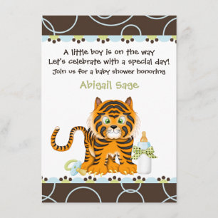 Invitación en Baby Shower al tigre de Bengala para