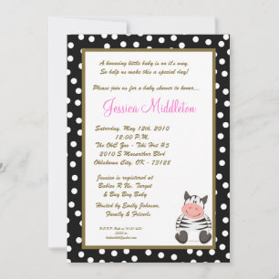 Invitación en Baby Shower al zoológico de Zebra Sa