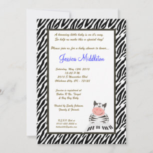 Invitación en Baby Shower al zoológico de Zebra Sa
