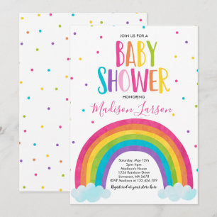 Invitación en Baby Shower con arcoiris Bebé arco i