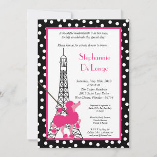 Invitación en Baby Shower de 5 x 7 Chicas Pink Poo