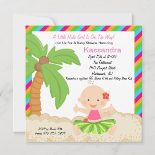 Invitación en Baby Shower de Baby Hula Chica