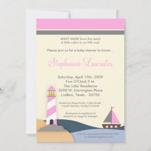 Invitación en Baby Shower de barca de vela para ni