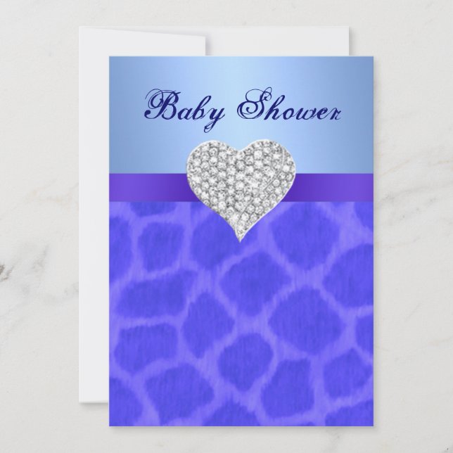 Invitación en Baby Shower de Blue Giraffe Diamond  (Anverso)