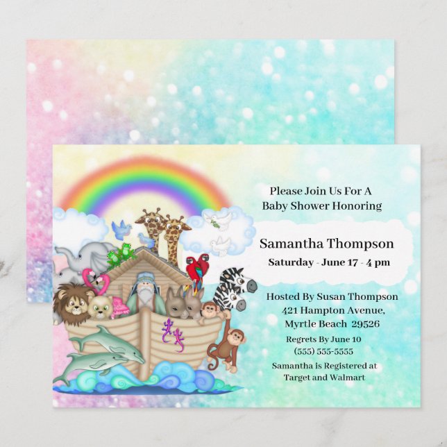 Invitación en Baby Shower de Blue Noah (Anverso / Reverso)