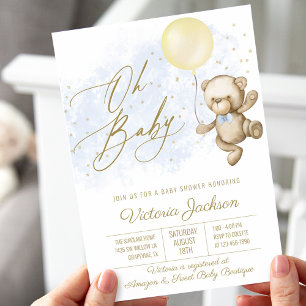 Invitación en Baby Shower de Boy Oh Baby Bear Ball