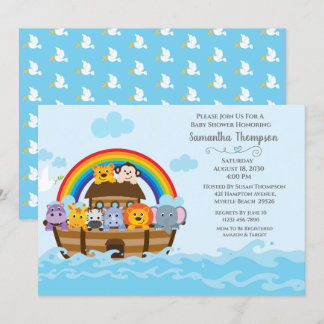Invitación en Baby Shower de Boys Blue Noah
