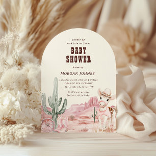 Invitación en Baby Shower de Cowgirl Pink Western 