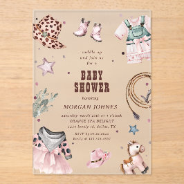 Invitación en Baby Shower de Cowgirl Pink Western 