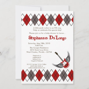 Invitación en Baby Shower de Guitarra de Rocker Pu