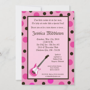 Invitación en Baby Shower de guitarra rockera Chic