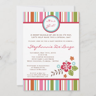 Invitación en Baby Shower de las Flores Tropicales