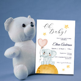 Invitación en Baby Shower de Oh Baby Elephant Ball