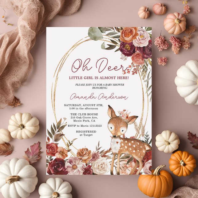 Invitación en Baby Shower de Oh Deer Beige Marsala (Subido por el creador)